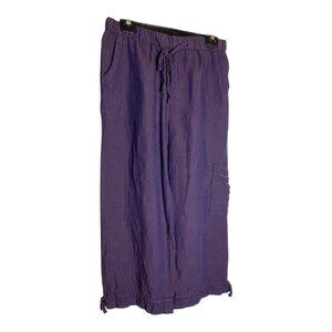 Coldwater Creek purple linen capri pants-elastic waist with drawstring. Size 6